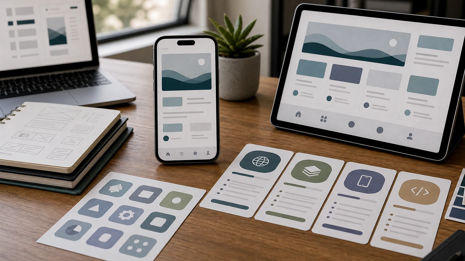 Photo premium réaliste illustrant site WordPress en application mobile sans personne visible