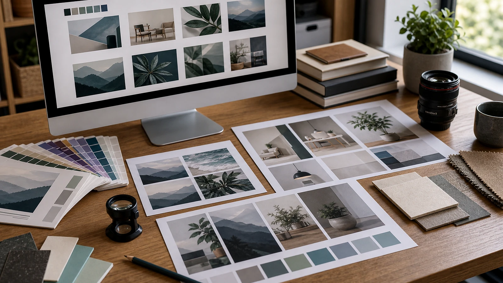 Photo premium réaliste illustrant images IA WordPress sans personne visible
