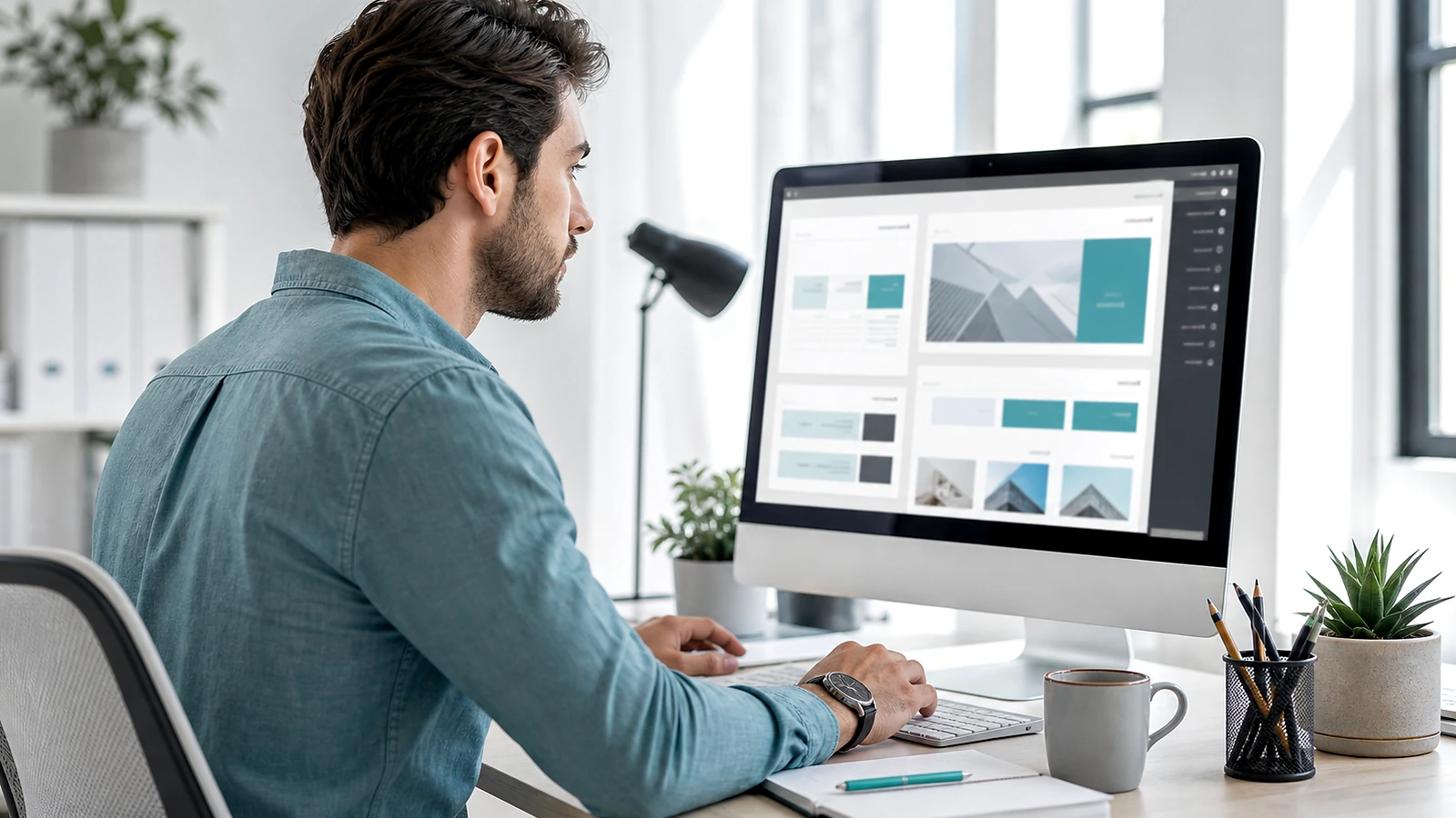 Photo premium réaliste illustrant Elementor WordPress sans personne visible