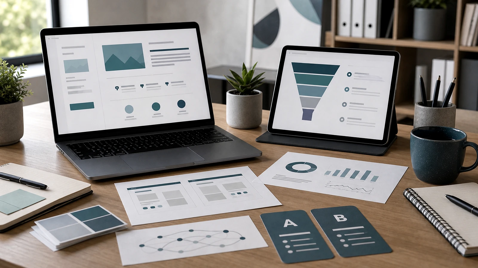 Bloc visuel premium illustrant no-code IA site web dans une méthode de projet web